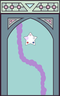 Purple cloudy goop snakes across the door before opening it as Amethyst's point on the upper left side of the star glows.