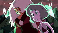 Lapis being persuaded by Jasper.