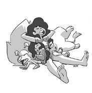 Stevonnie and Lion napping drawing