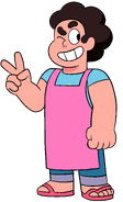 Steven in a pink apron and no jacket as seen in Steven Universe: The Movie