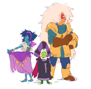 Homeworld gems in costumes by Jesse Zuke