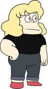 Sadie in black shirt with rolled up pants