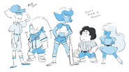 Concept art per i completi da baseball delle Crystal Gems di Marzo 2015.