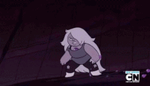 With great speed, Amethyst rolls toward Pearl, who jumps out of the way.