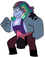 Bismuth illuminated by her Gemstone while opening her door to The Forge.