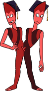 The Rutile Twins wearing their graduation caps, from "Little Graduation"