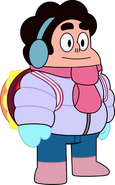 Steven wearing the Cheeseburger Backpack and his winter outfit in "Gem Hunt"