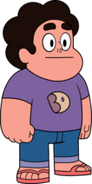 Steven com uniforme do Big Rosquinha.