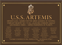 Defiant Class Artemis Dedication Plaque