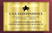 USS Independence (NX-90201) Commissioning Plaque