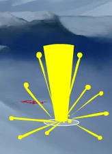 The middle of the sparks begin to concentrate, shining brighter.