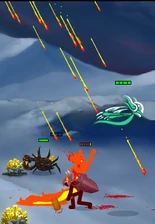 The Infernos casting the 'Fire Rain spell.