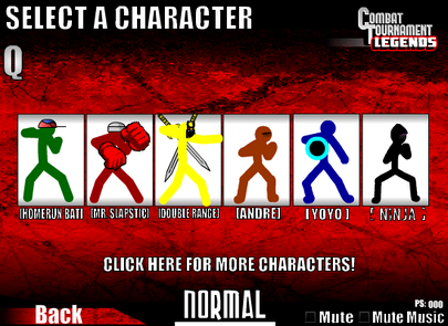 Old Combat tournament Legends Character Select.