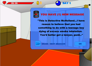 The message received from Detective McHolland after killing Skater Punk.