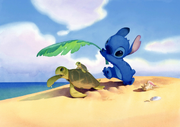 Stitch protecting turtles