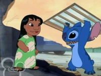 Lilo in a green dress