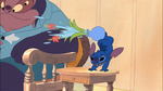 Lilo & Stitch The Series - Richter - Stitch throwing vase's water and flowers at Pleakley