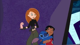 Lilo & Stitch The Series - Rufus - Kim Possible holding Rufus while watching Lilo and Stitch hug