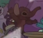 A brownish experiment with a trunk and ears who resembles Finder.