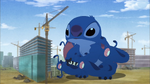 Stitch calms down to listen to Ai on the crane