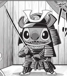 Stitch in samurai armor