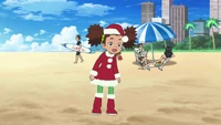 Yuna dressed as Santa