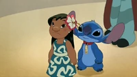 Lilo in a dress at the United Galactic Federation ceremony