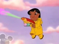 Lilo in yellow rain gear