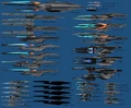 Size chart of playable and non-playable new build Starfleet ships from post-2410 STO.