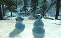 Snowmen fighting.