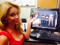 Chase Masterson with in-game models of Leeta in 2015