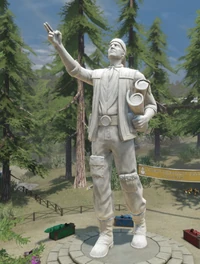 A statue of Cochrane in the centre of the monument site, 2409