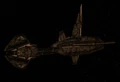 The old design (utilising parts of the Klingon Vo'Quv Dreadnought).