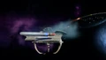 Galaxy class separating it's saucer near Deep Space Nine.