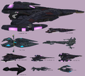 Size chart of playable and non-playable Dominion and Tholian Dreadnoughts.