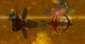 An Alliance fleet attacks an unshielded Mirror Fortress.