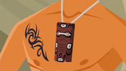 S1 E9 Reef wears the totem around his neck