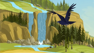 S1 E9 Bird flies towards the waterfall