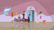 S1 E1 Bummer shows them to the locker room "You can leave your bags here"