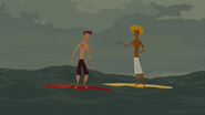 ... Broseph and Reef are trying to be the first at riding the big wave...