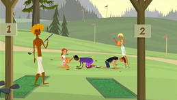 S1 E1 Emma, Johnny, Reef and Fin fix the divots on the golf course