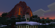 A large custom mountain with lava, possibly a volcano.