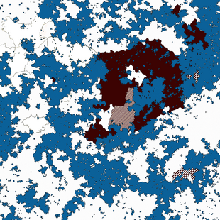 Soleannen Empire and its protectorates at the end of the Dandelion Wars (bars are contested territory))