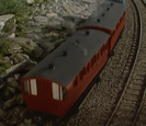 Red Coaches with dark grey roofs