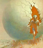 Karl Glogauer emerging from his spherical time machine