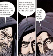 The Grey Lords drawn to resemble Michael Moorcock