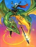 Elric riding his dragon Flamefang