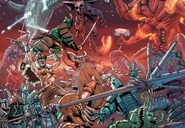 Aspects of the Champion attacking the forces of Law and Chaos