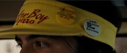 Two button pins on Argyle's Surfer Boy Pizza visor