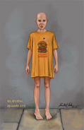 Concept art of Eleven in a Benny's Burgers T-shirt by Kimberly Adams.